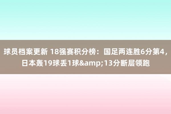 球员档案更新 18强赛积分榜：国足两连胜6分第4，日本轰19球丢1球&13分断层领跑