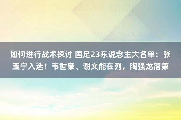 如何进行战术探讨 国足23东说念主大名单：张玉宁入选！韦世豪、谢文能在列，陶强龙落第