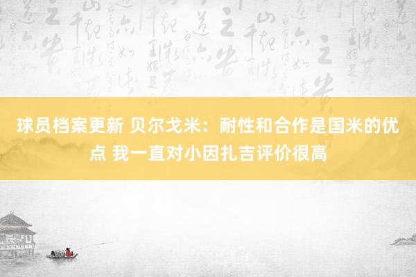 球员档案更新 贝尔戈米：耐性和合作是国米的优点 我一直对小因扎吉评价很高