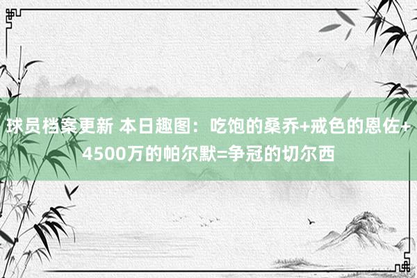 球员档案更新 本日趣图：吃饱的桑乔+戒色的恩佐+4500万的帕尔默=争冠的切尔西