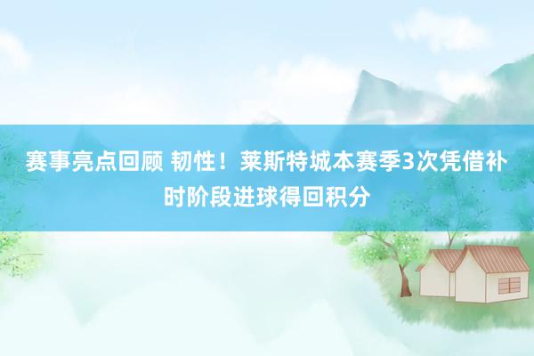 赛事亮点回顾 韧性！莱斯特城本赛季3次凭借补时阶段进球得回积分