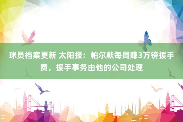 球员档案更新 太阳报：帕尔默每周赚3万镑援手费，援手事务由他的公司处理