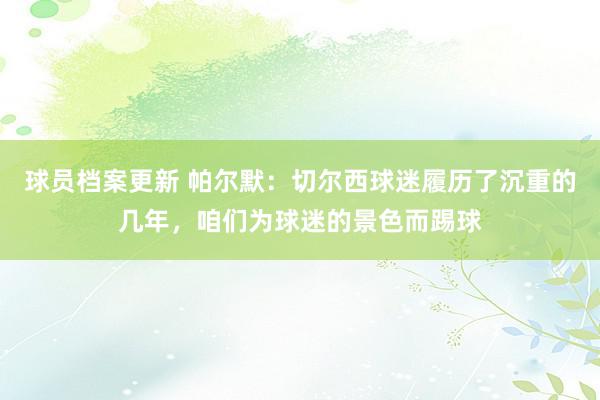 球员档案更新 帕尔默：切尔西球迷履历了沉重的几年，咱们为球迷的景色而踢球