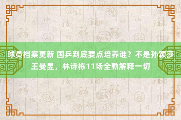 球员档案更新 国乒到底要点培养谁？不是孙颖莎王曼昱，林诗栋11场全勤解释一切